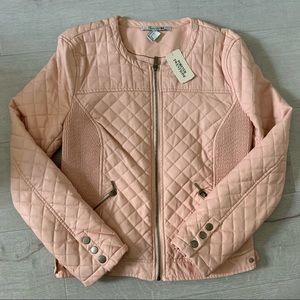NWT Baby Pink Faux Leather Moto Jacket